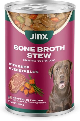 Jinx Bone Broth Stew with Beef & Vegetables Grain-Free Wet Dog Food 13-oz can case of 12 in Saudi Arabia