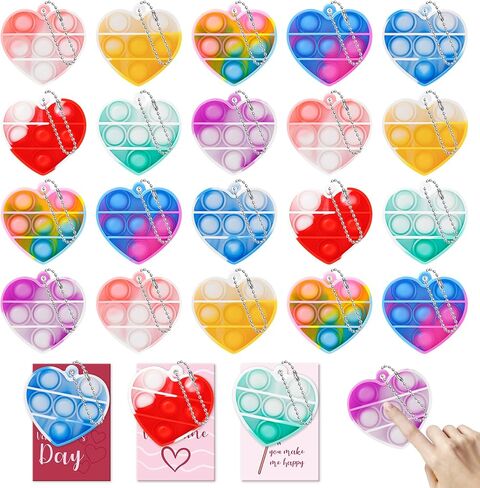 24Pcs Halloween Mini Pop Keychain Fidget Toys with 24 Cards, Halloween Party Favors Supplies, Silicone Mini Pop Toys Bulk for Kids Anxiety Stress Reliever for Adults in Saudi Arabia