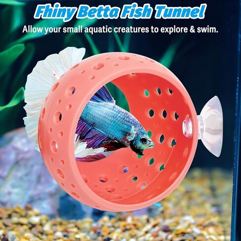 Fhiny Betta Tunnel, Aquarium Betta Fish Hideout with Suction Cup Fish Tank Tunnel Shrimp Cave Aquarium Decor Fish Tank Accessories for Small Fish Shrimp Betta Guppy Hiding Resting (Pink) in Saudi Arabia