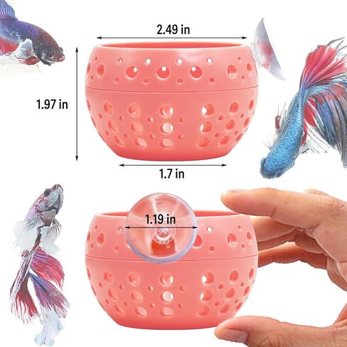 Fhiny Betta Tunnel, Aquarium Betta Fish Hideout with Suction Cup Fish Tank Tunnel Shrimp Cave Aquarium Decor Fish Tank Accessories for Small Fish Shrimp Betta Guppy Hiding Resting (Pink) in Saudi Arabia