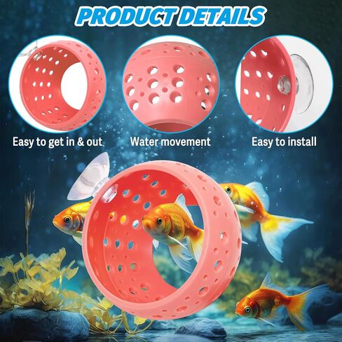 Fhiny Betta Tunnel, Aquarium Betta Fish Hideout with Suction Cup Fish Tank Tunnel Shrimp Cave Aquarium Decor Fish Tank Accessories for Small Fish Shrimp Betta Guppy Hiding Resting (Pink) in Saudi Arabia