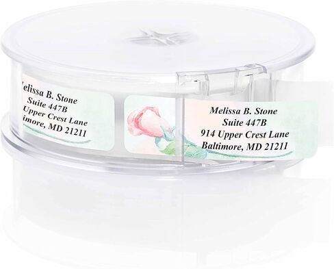 Garden Blossoms Designer Assorted Rolled Address Labels with Elegant Plastic Dispenser in Kuwait