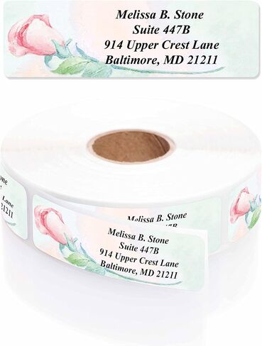 Garden Blossoms Designer Assorted Rolled Address Labels with Elegant Plastic Dispenser in Kuwait