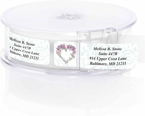 Garden Blossoms Designer Assorted Rolled Address Labels with Elegant Plastic Dispenser in Kuwait