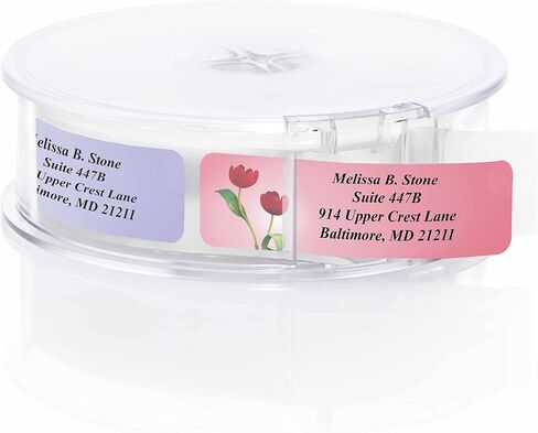 Garden Blossoms Designer Assorted Rolled Address Labels with Elegant Plastic Dispenser in Kuwait