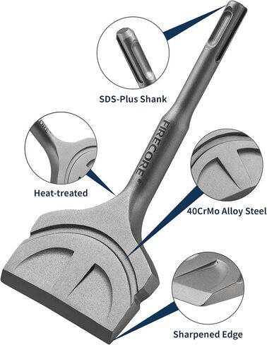 SDS Plus Chisel, Firecore 3 In. by 7.5 In. Tile Removal Chisel Bits for SDS Plus Rotary Hammer Drill Attachments, Steel Shovel Scaling Flat Chisel Tool for Removing Cement Tile Thinset Mortar Vinyl in Kuwait