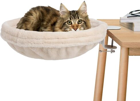 سرير مكتب Cat - نسيج فرو ناعم ، إطار فولاذي قابل للتعديل ، مناسب للقطط الداخلية - أرجوحة القطط المثالية للمكاتب - تصل إلى 25 رطلاً أثاثًا فريدًا وحديثًا in Kuwait
