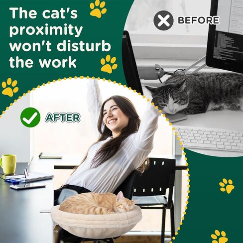 سرير مكتب Cat - نسيج فرو ناعم ، إطار فولاذي قابل للتعديل ، مناسب للقطط الداخلية - أرجوحة القطط المثالية للمكاتب - تصل إلى 25 رطلاً أثاثًا فريدًا وحديثًا in Kuwait