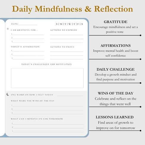 The Advanced Gratitude Journal | Affirmations, Purpose & Mindfulness | Daily Challenges & Habit Tracker for Growth | Diary Notebook for Reflection | Life Planner & Gratitude Journal for Men & Women in Saudi Arabia