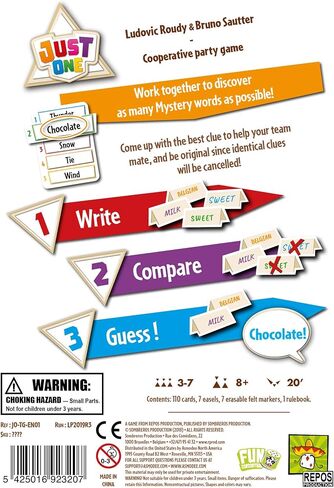Just One Party Game - Cooperative Word Guessing Fun for Friends and Family! Ages 8+, 3-7 Players, 20 Minute Playtime, Made by Repos Production in Kuwait
