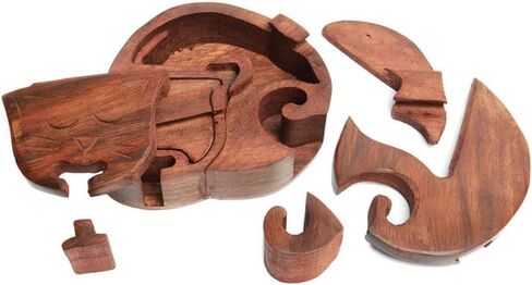 Matr Boomie, Hand Carved Solid Wood Sleepy Cat Puzzle Box/Jewelry Box/Brain Teaser with Secret Compartment in Saudi Arabia