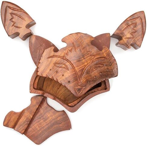 Matr Boomie, Hand Carved Solid Wood Sleepy Cat Puzzle Box/Jewelry Box/Brain Teaser with Secret Compartment in Saudi Arabia