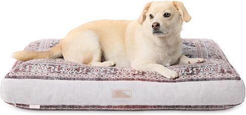 TOWN & COUNTRY EVERYDAY CuddleTown Medallion Everwash® Pillow Pet Bed, Water Repellent Floor Pillow, Machine Washable Cover, Soft & Calming, Blue/Greige, Medium 36"x28"x4" in Saudi Arabia