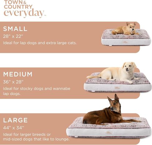 TOWN & COUNTRY EVERYDAY CuddleTown Medallion Everwash® Pillow Pet Bed, Water Repellent Floor Pillow, Machine Washable Cover, Soft & Calming, Blue/Greige, Medium 36"x28"x4" in Saudi Arabia