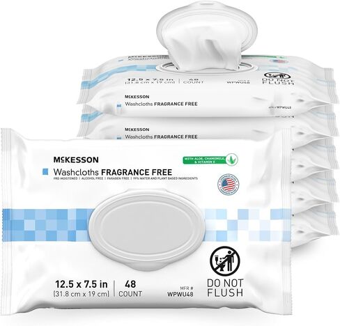 McKesson StayDry Disposable Wipes or Washcloths for Adults with Aloe, Incontinence, Alcohol-Free, Not-Flushable, Pleasantly Fragranced Aloe and Vitamin E Formula in Saudi Arabia