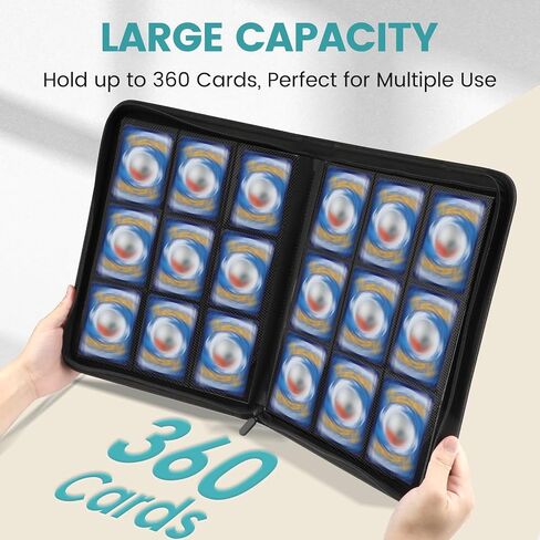 Trading Card Binder with Sleeves, 9 Pocket Trading Card Binder Premium 720 Double Sided Pocket PU Card Collection Binder, Collectible Card Albums Card Folder for MTG, TCG, Sports Cards, Game Cards in Kuwait