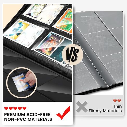 Trading Card Binder with Sleeves, 9 Pocket Trading Card Binder Premium 720 Double Sided Pocket PU Card Collection Binder, Collectible Card Albums Card Folder for MTG, TCG, Sports Cards, Game Cards in Kuwait