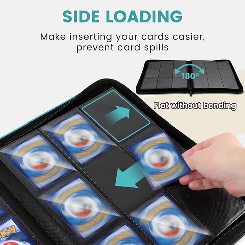 Trading Card Binder with Sleeves, 9 Pocket Trading Card Binder Premium 720 Double Sided Pocket PU Card Collection Binder, Collectible Card Albums Card Folder for MTG, TCG, Sports Cards, Game Cards in Kuwait