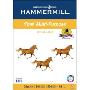 Hammermill A4 Paper, Fore Multipurpose 20 lb Printer Paper - 1 Ream (500 Sheets) - 96 Bright, Made in the USA, 103036