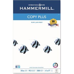 Hammermill 105023 Copy Plus Copy Paper, 92 Brightness, 20lb, 11 x 17, White, 500 Sheets/Ream