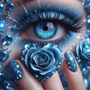JJBSWYMT 5D Blue Rose Eyes Diamond Painting Kits for Adults Beginners, DIY Colorful Eye Diamond Art Kit,Diamond Dots with Diamond Gem Art and Crafts, Home Wall Decor 12 x12 Inch