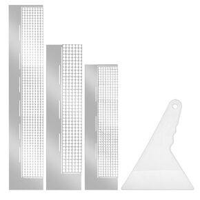 4 Pcs Mesh Ruler Grid Stainless Steel 5D Diamond Drawings Rulers Tool Diamond Drawing Ruler with 240/360/520 Blank Grids DIY Accessories for Round Full Partial Drill