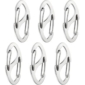 6PCS Zipper Clips Anti Theft - Stainless Steel Zipper Locks for Backpacks, Double-Sided Spring S Carabiner Clips for Backpacks Suitcases Traveling Camping Tent