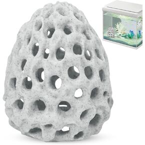 Shrimp Dome Hide Betta Habitat Fish Tank Tunnel with Suction Cup Aquarium Fish Cave Hideout Ornament Accessories for Shrimp Guppy Hiding Resting White