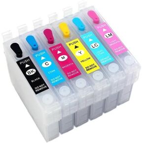 Refillable Ink Cartridge Set T0791 T0796 Compatible with Stylus Photo 1400 1500W P50 PX650 PX660 PX700W PX710W PX720WD with ARC Chip