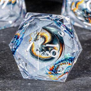 OUKELANWO Resin Sharp Edge DND Dice Set, Liquid Core Dice Set for Role Playing Game, 7pcs White Gold Polyhedral D and D Dice with Gift Box D20 D12 D10 D8 D6 D4 in Saudi Arabia