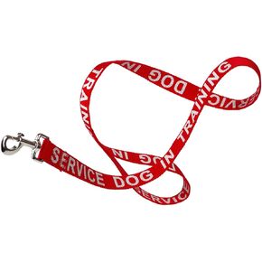 Dogline Red - Service Dog in Training Nylon Leash Printed with Reflective Letters for Small Medium and Large Dogs Do Not Pet ESA Training Working W 5/8" x 4 ft
