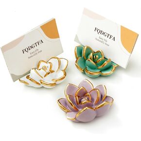 Succulent Business Card Holders for Desk, Cute Resin Business Card Display Stand Modern Vertical Name Card Holders for Office/Exhibition/Home/Restaurant, Unique Gifts for Men Women(3 Packs)