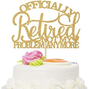 Officially Retired Cake Topper, Happy Retirement, the Legend Has Retired, Retirement Party Decorations Supplies - Mix Gold Glitter