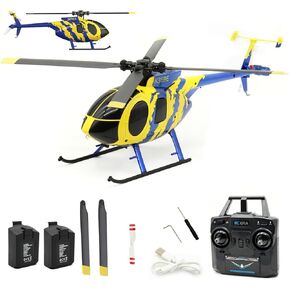 RC ERA C184 MD500 RC Helicopter, 2.4G 4CH Single-Propeller RC Helicopter with 6-Axis Gyro & One-Key Takeoff/Landing & Optical Flow Positioning for Adults & Beginners - 2 Battery