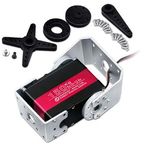 150KG Robot Servo Motor 12V High Torque Steel Gear Digital Steering Servo for RC Vehicles, Robotic Arms, Humanoids, and More – with Mount Brackets (180 Degrees)