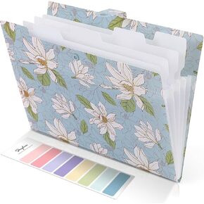 SKYDUE Accordion File Organizer with 5 Pockets, Expanding File Folder, Letter/A4 Size, Cute Printed Document Organizer with Labels, Filing Folder for School, Office Supplies Blue