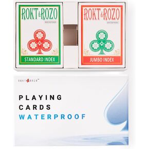 rokt&razo Premium Sanded Plastic Playing Cards 4 Decks: 100% Waterproof, 2 Standard & 2 Jumbo Index, Large Print Poker Cards, Anti-Slip Ink, Flexi-Durable, Texas Hold’em Poker (Green & Orange)