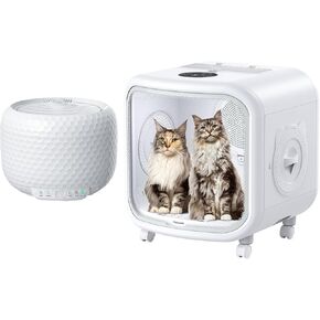 Automatic Cat Water Fountain Ultra Quiet Pump Two Water Flow Modes, Auto Cat Dryer Box with Smart APP 75L Extra Large Capacity 360°Efficient and Smart Temperature Control