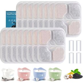استبدال مرشح نافورة ماء Cat لـ Catit Pixi ، مرشحات نافورة Pet Triple-Action ذات 16 عبوة مع 4 أنابيب مضخة مائية (16 مرشحًا + 4 أنابيب)