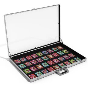 Portable Trade Show Display Case, 34'' x 22'' Card Show Display Case with Locks, Aluminum Showcase for Cards, Jewelry, Pastry Display