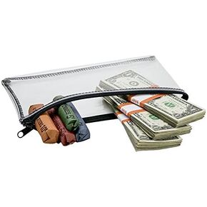 Carousel Checks Inc. Cash Bag, Coin Bag, Company Security Bank Deposit/Utility Zipper Bag, 5.5'' x 10.5'', Clear (5 Bags)