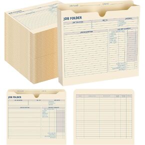 Marspark 50 Pack Job Folder for Project 2" Expanding Manila File Folders Jacket, 10" x 12" Project Folders with Preprinting for Job Tracking, Management Folder Design for Office Students Supplies