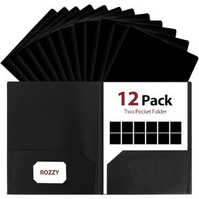 Plastic Folders with Pockets (6 Pack, Assorted Colors), Document Folders with Business Card Slot, 2 Pocket Folders Fit Letter Size Paper, Perfect for School Office Home Business