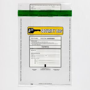Clear Alert Tamper Evident Bank Deposit Security Bags - Serial Numbered Receipts - 8x10" (Case of 250 Bags)