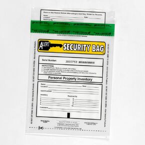 Clear Alert Tamper Evident Personal Property Security Bags - 9x12" (Case of 250 Bags). Ideal for Lost and Found or Item Storage.