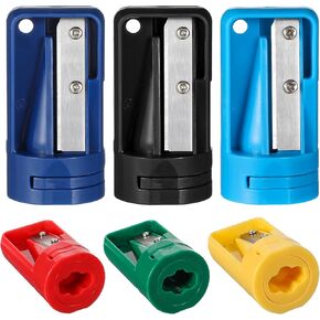 6 Pack Carpenter Pencil Sharpener Construction Pencils Sharpener Heavy Duty Portable Pencils Sharpeners for Woodworking Travel School Office 6 Colors