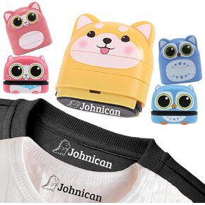 Name Stamp for Clothing Kids Waterproof, Double Sided Name Stamp(White + Black Ink)