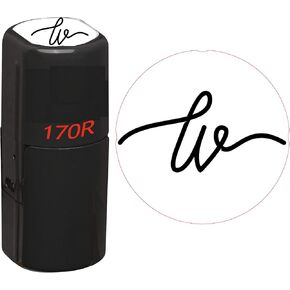 Custom Initial - Upload Your Design - 1/2" Round Inspection Stamp - 1 Line Self Inking Signature Stamp