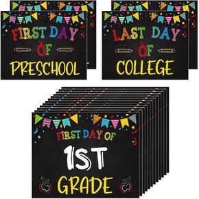 Petcee First and Last Day of School Sign - 15 درجًا في اليوم الأول من School Chalkboard Sign for Kids Girls Boys 8 "x 10" رياض الأطفال في مرحلة ما قبل المدرسة إلى هدايا الصور الكلية in Kuwait