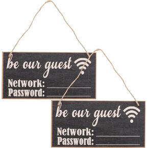 STOBAZA 2pcs Wooden Password Sign Erasable Chalkboard Style Essential Guest Decor for Home Office and Hotel Use Wall Hanging Design Convenient Message Board